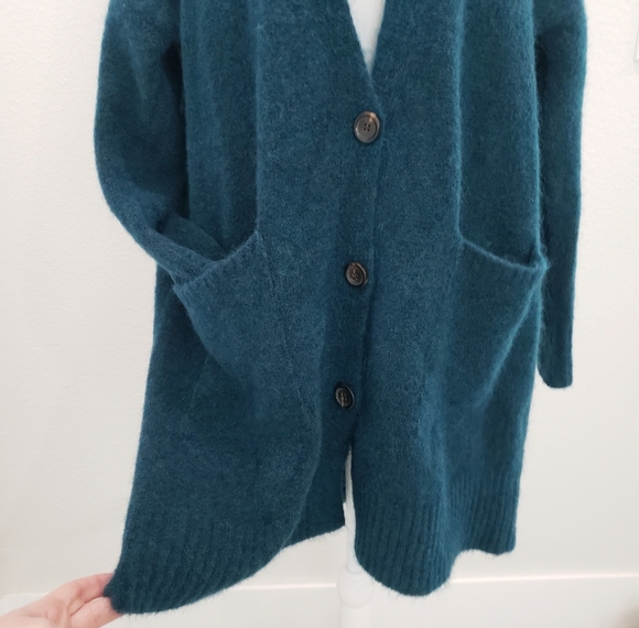 Eileen Fisher Mohair Plush Mélange V-Neck Cardigan Size Medium - Picture 7 of 11
